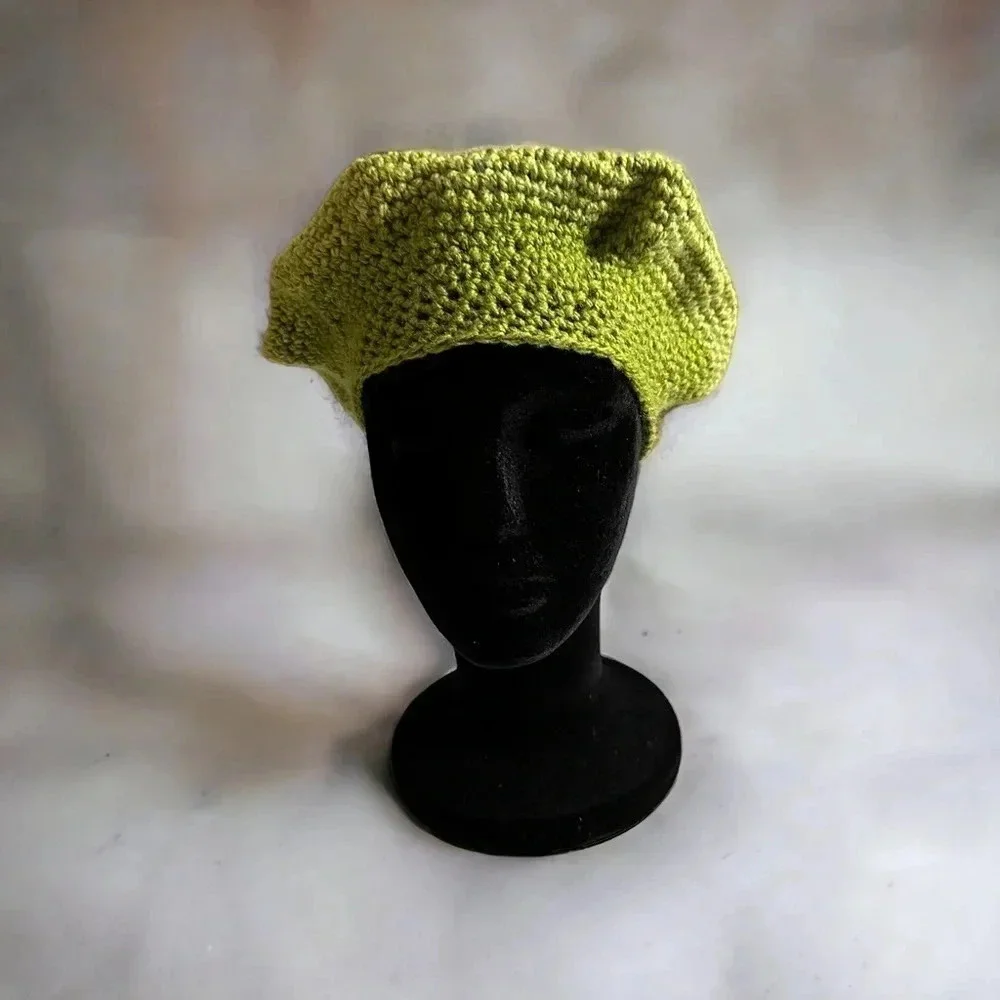 NEW Crochet Ladies Casual Beret Hat Tam Crown Cover.